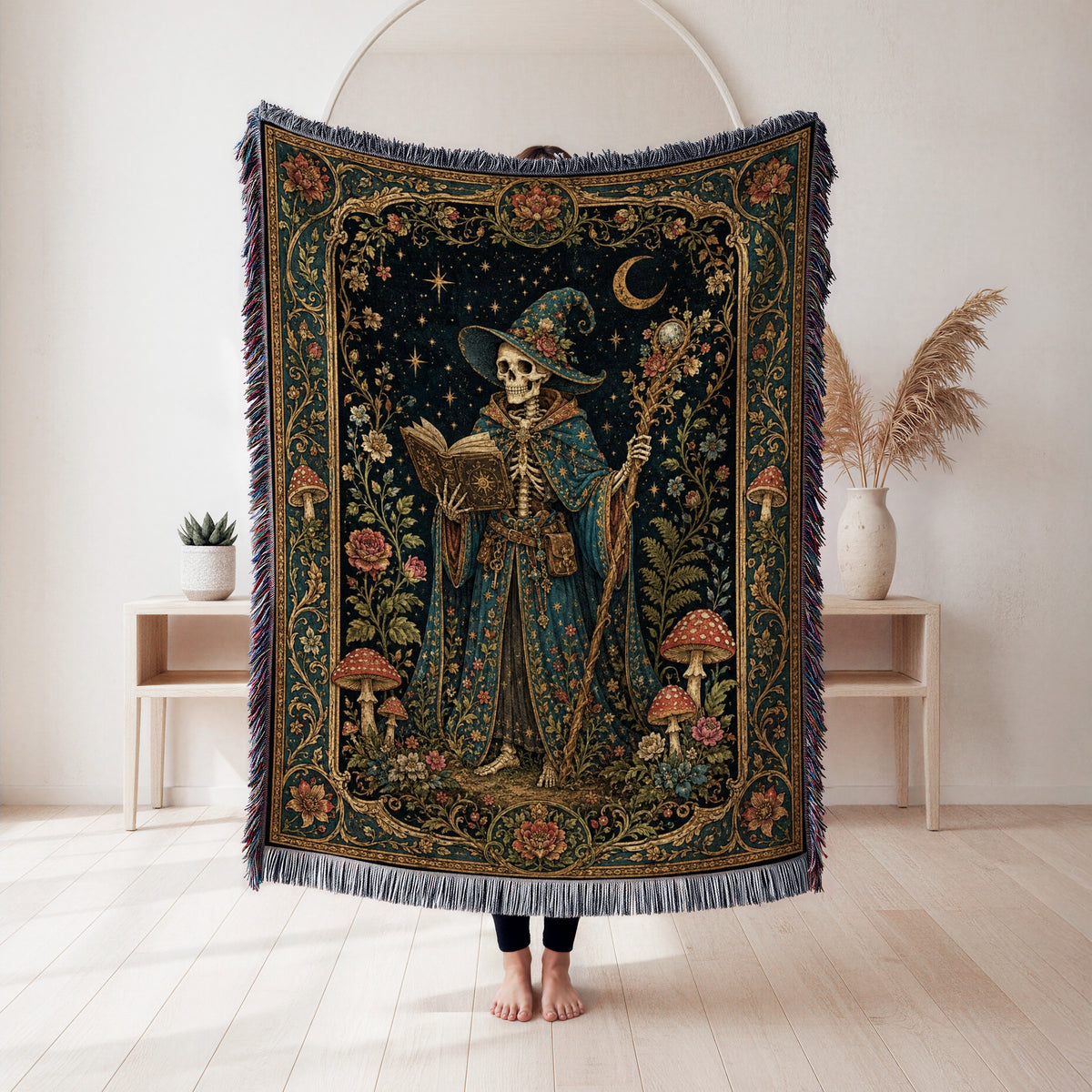 Celestial Skeleton Wizard Reader Blanket