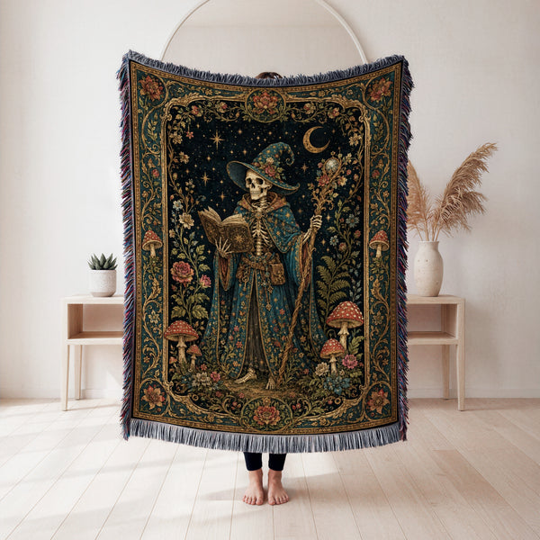 Celestial Skeleton Wizard Reader Blanket