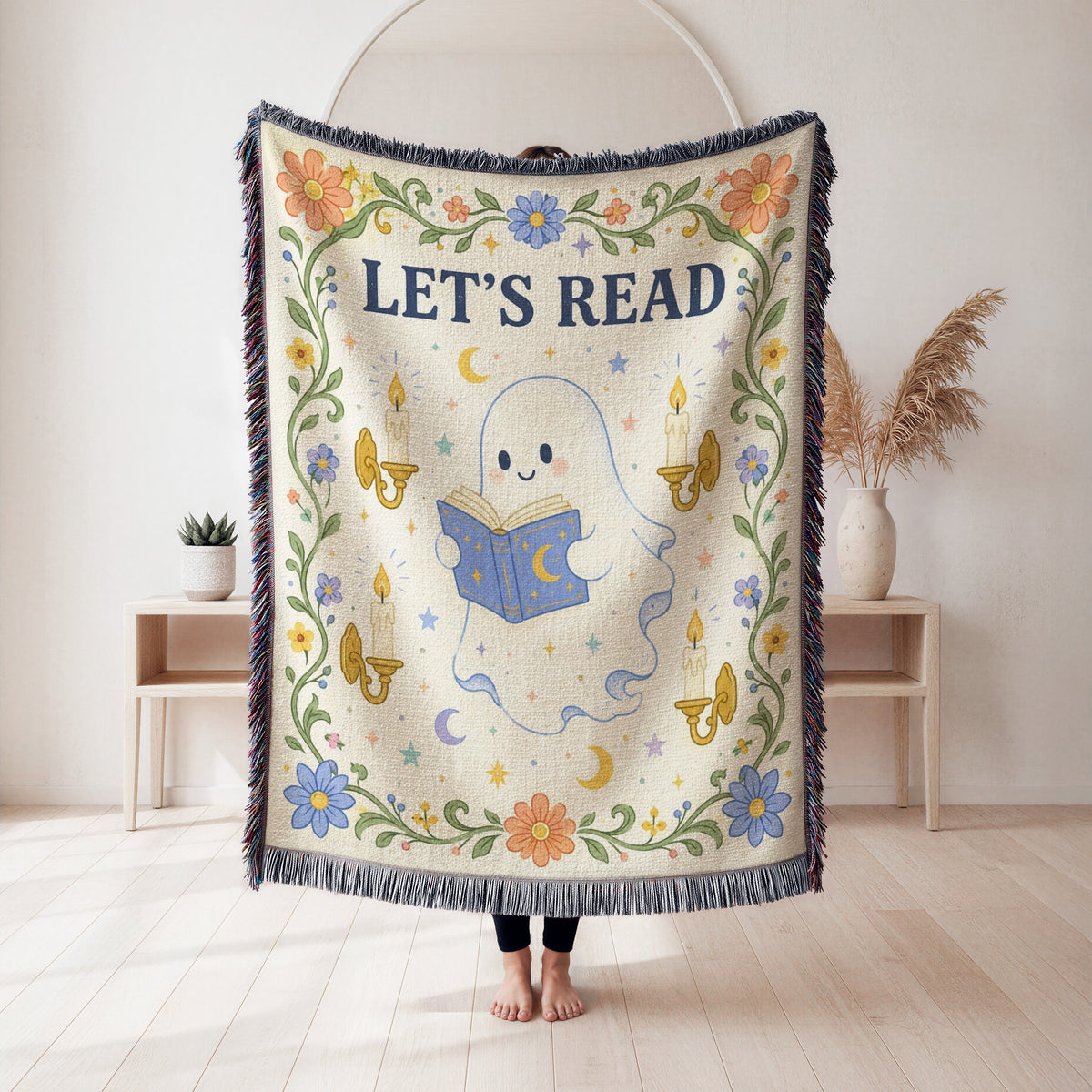 Let's Read Candlelit Ghost Blanket