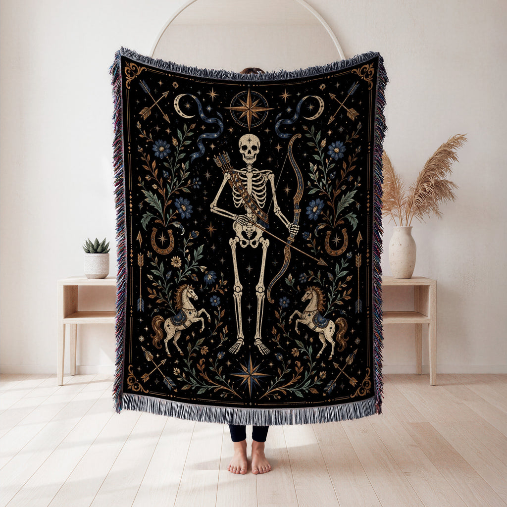 Sagittarius Star Archer – Gothic Skeleton Zodiac Blanket