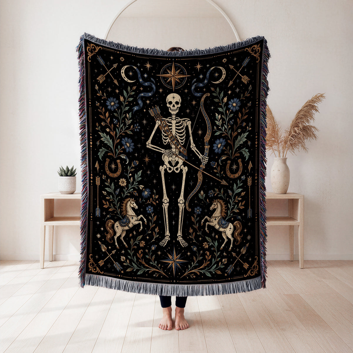 Sagittarius Star Archer – Gothic Skeleton Zodiac Blanket