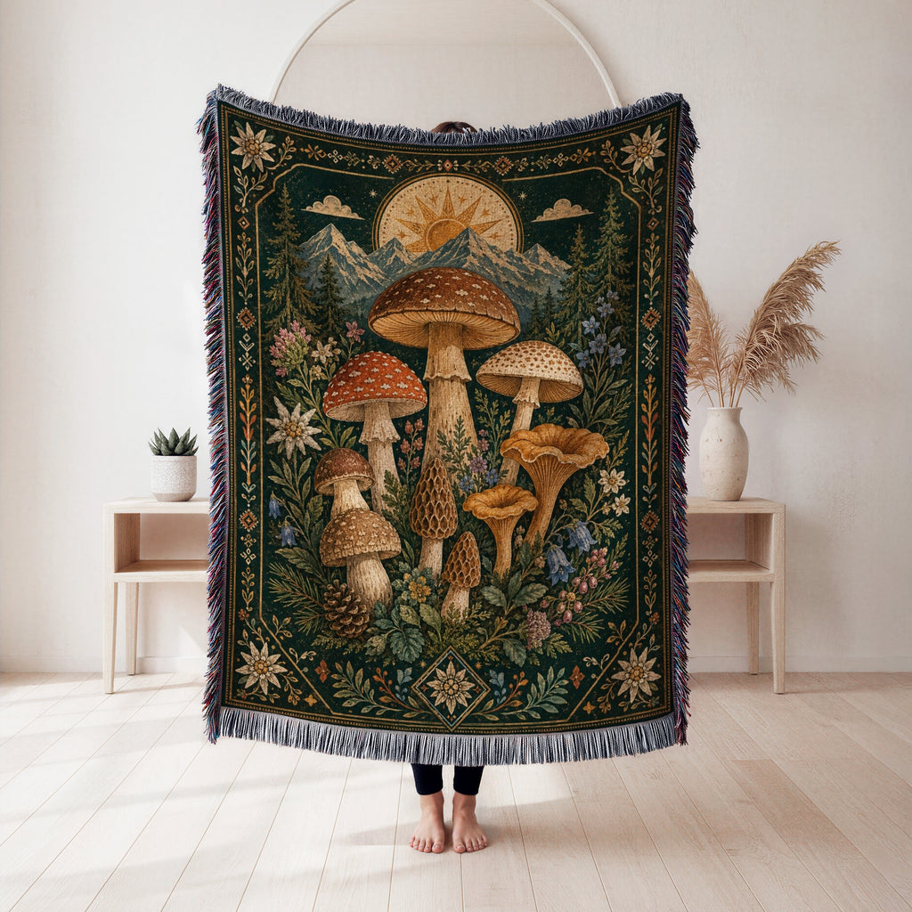 Alpine Mushroom Meadow Blanket