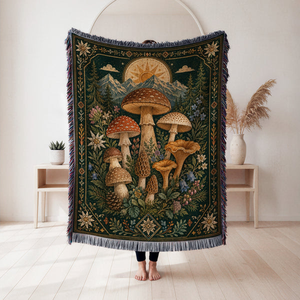 Alpine Mushroom Meadow Blanket