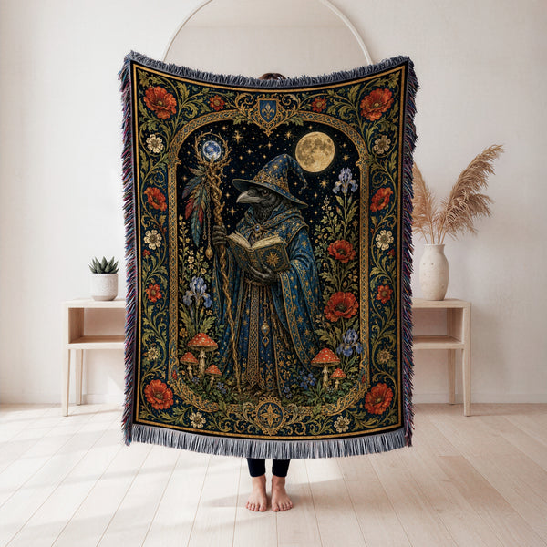 Raven Wizard Scholar Blanket