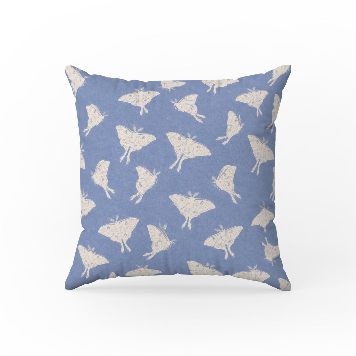 Luna Moths – Dusty Blue Botanical Pillow