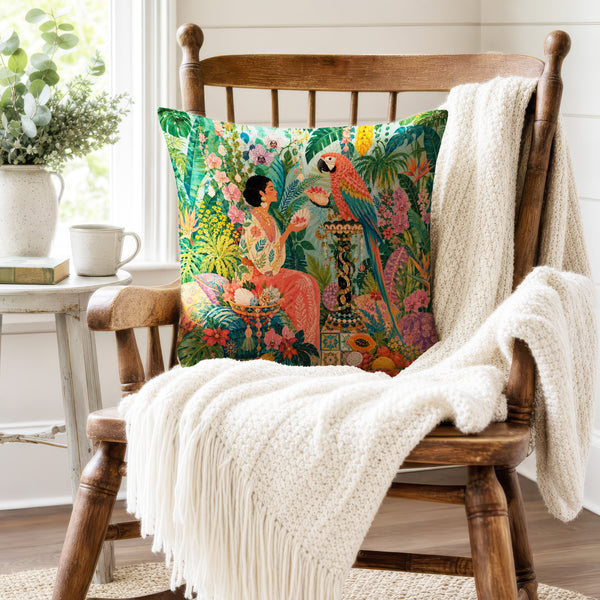 The Parrot Garden – Tropical Bird Pillow