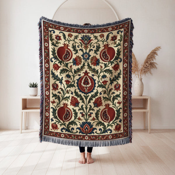 Ivory Pomegranate Garden Blanket