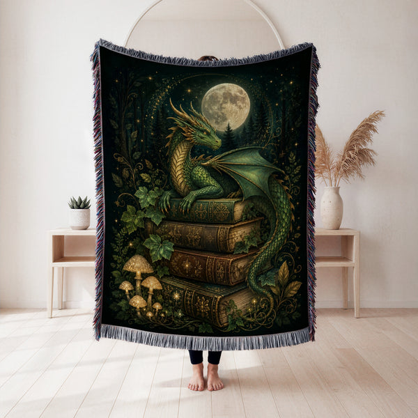 Emerald Moon Dragon Library Blanket