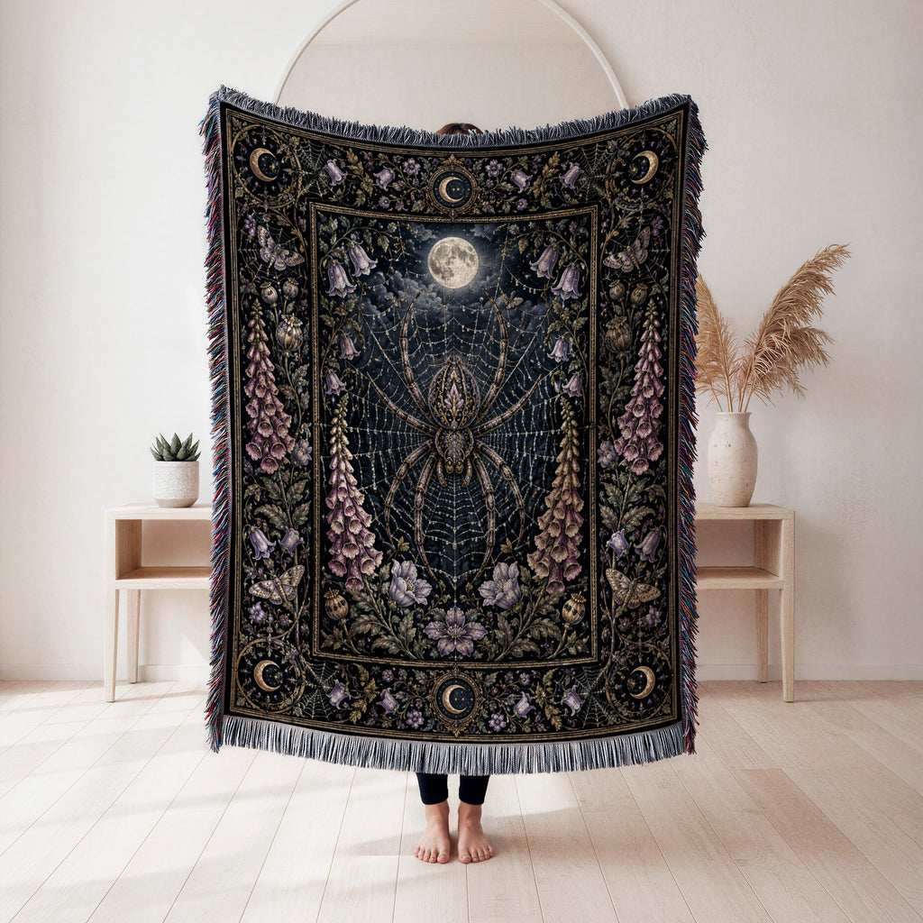 Moonlit Spiderweb Garden Blanket