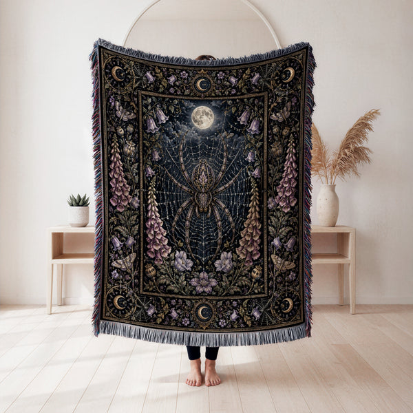 Moonlit Spiderweb Garden Blanket