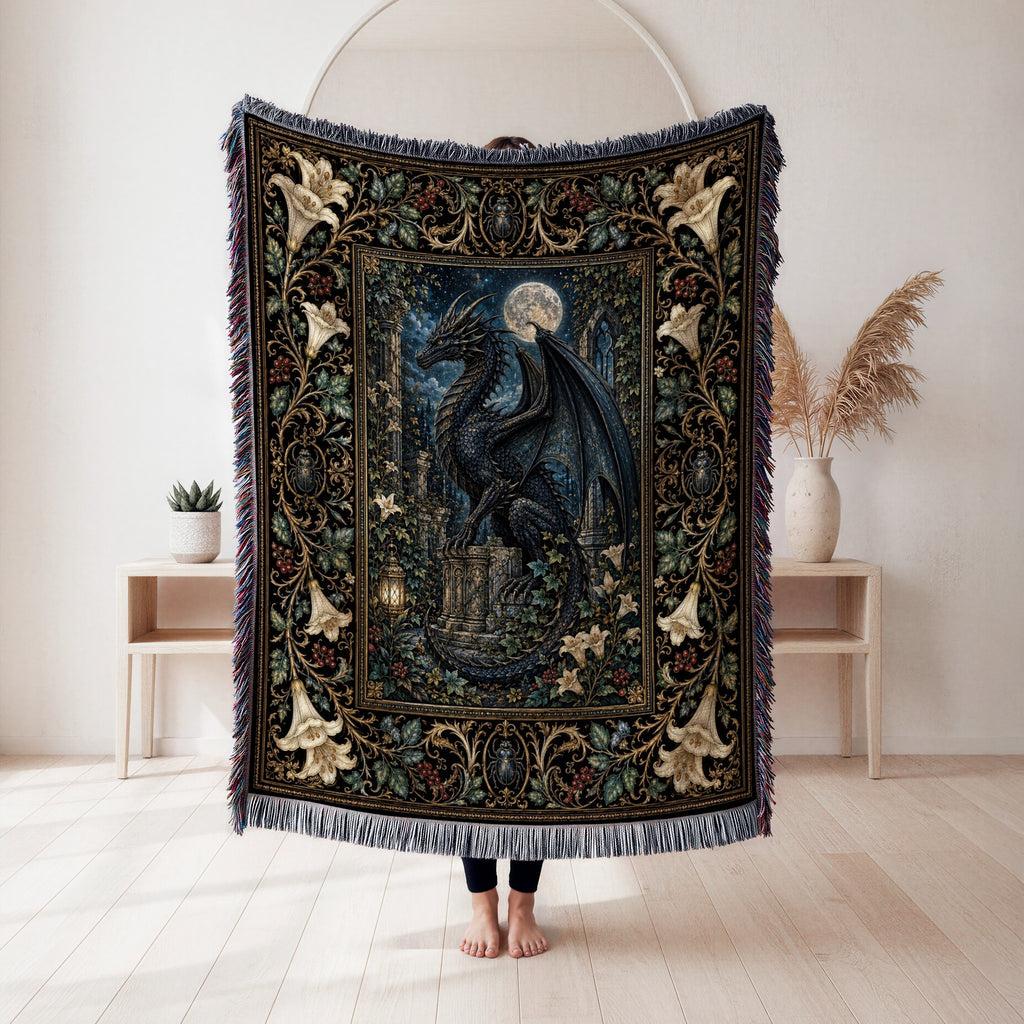Moonlit Gothic Dragon Blanket