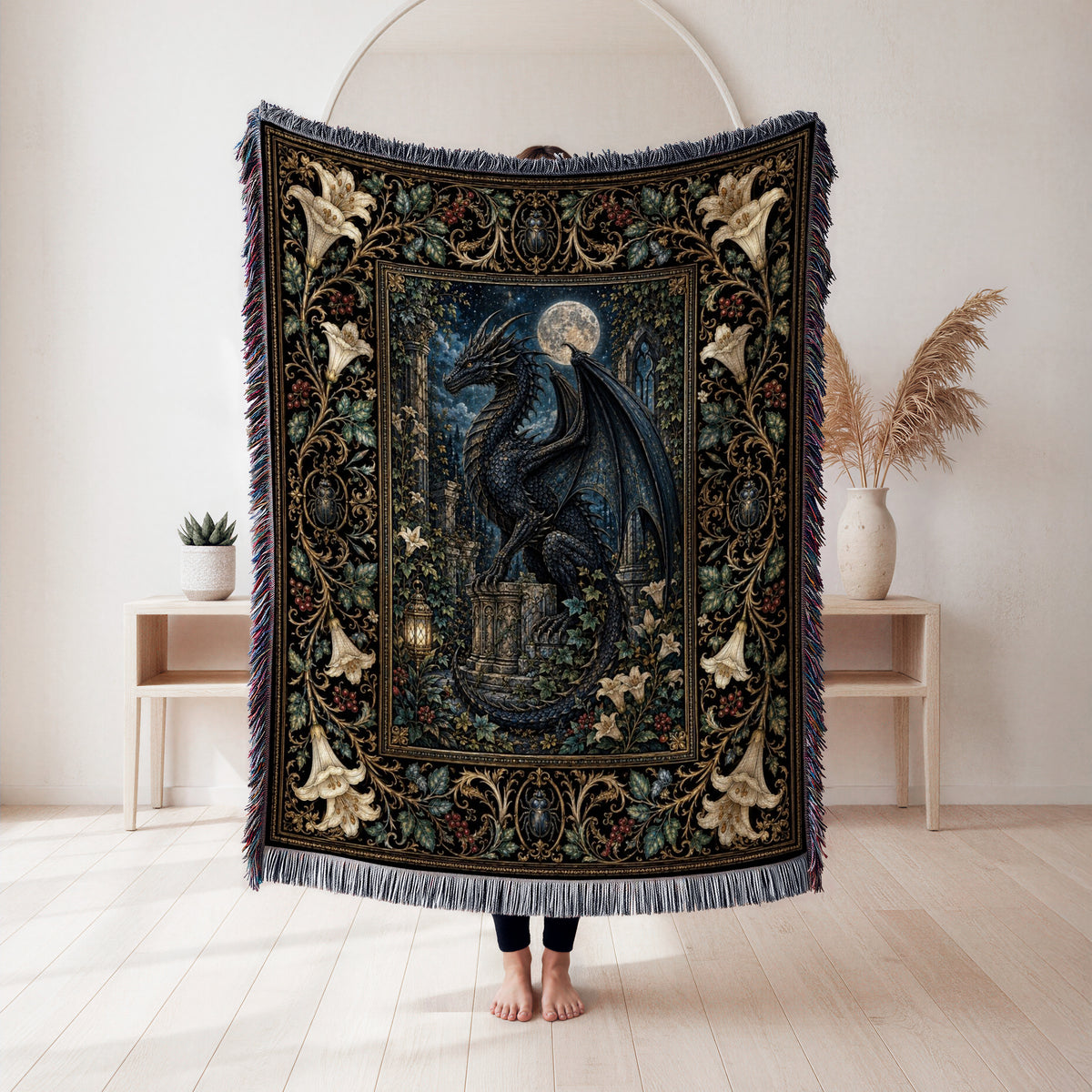 Moonlit Gothic Dragon Blanket