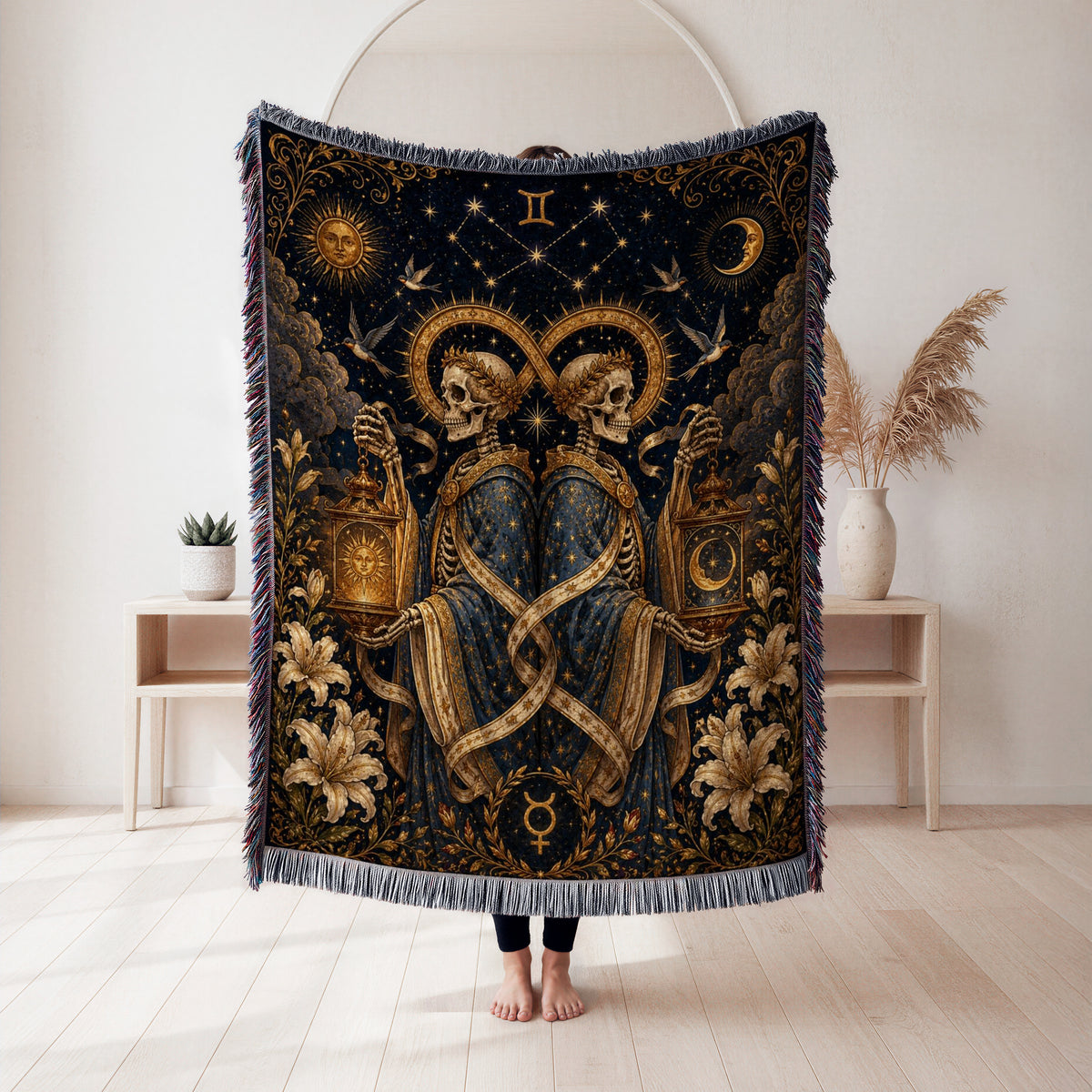 Gemini Twin Lanterns – Gothic Zodiac Blanket