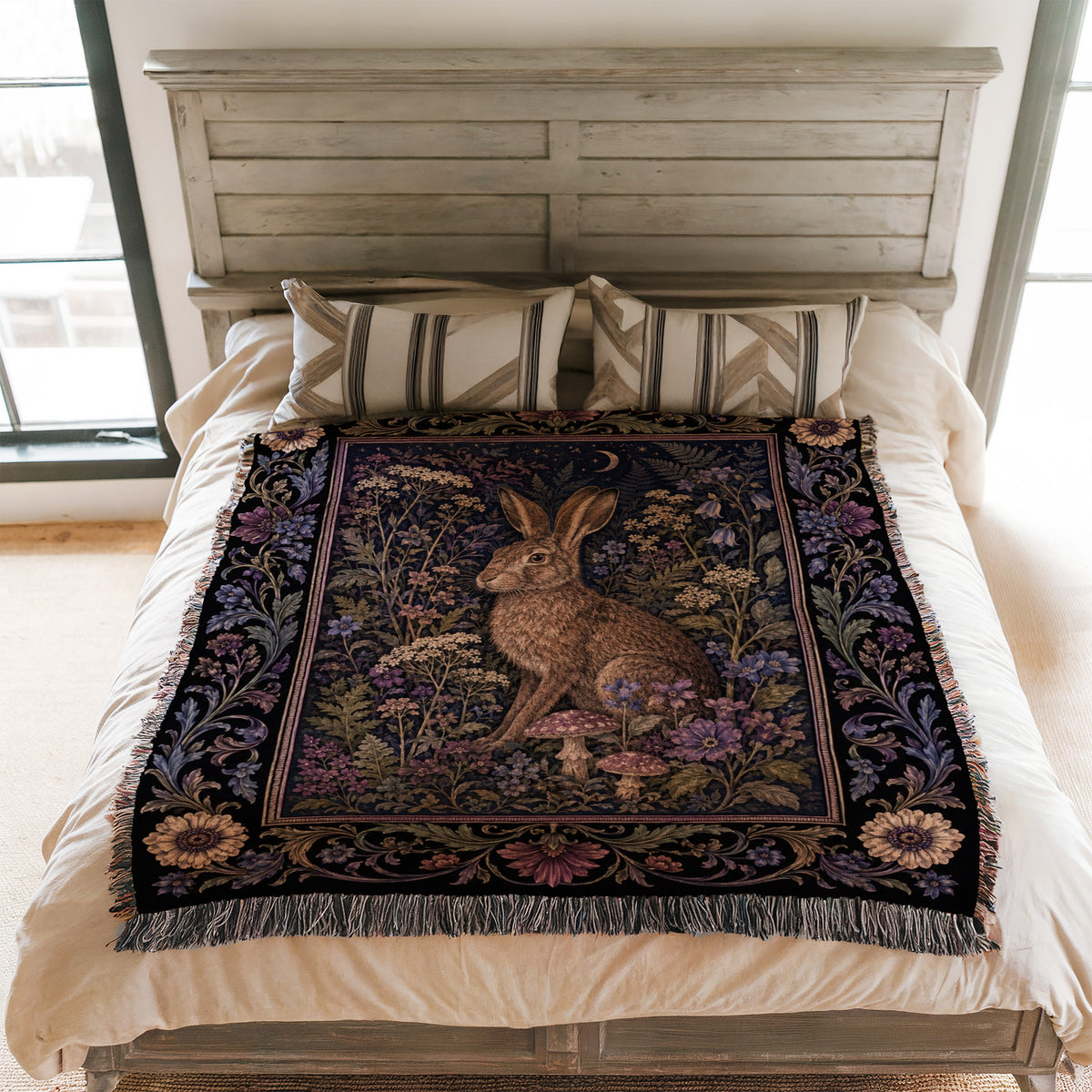 Moonlit Hare Tapestry Blanket