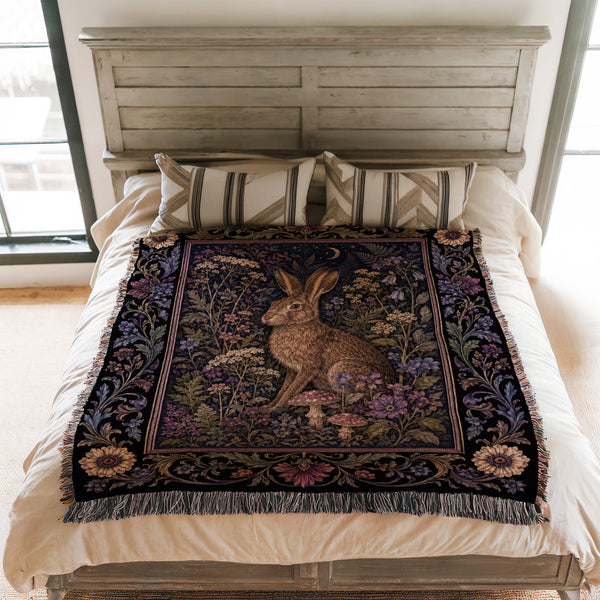 Moonlit Hare Tapestry Blanket