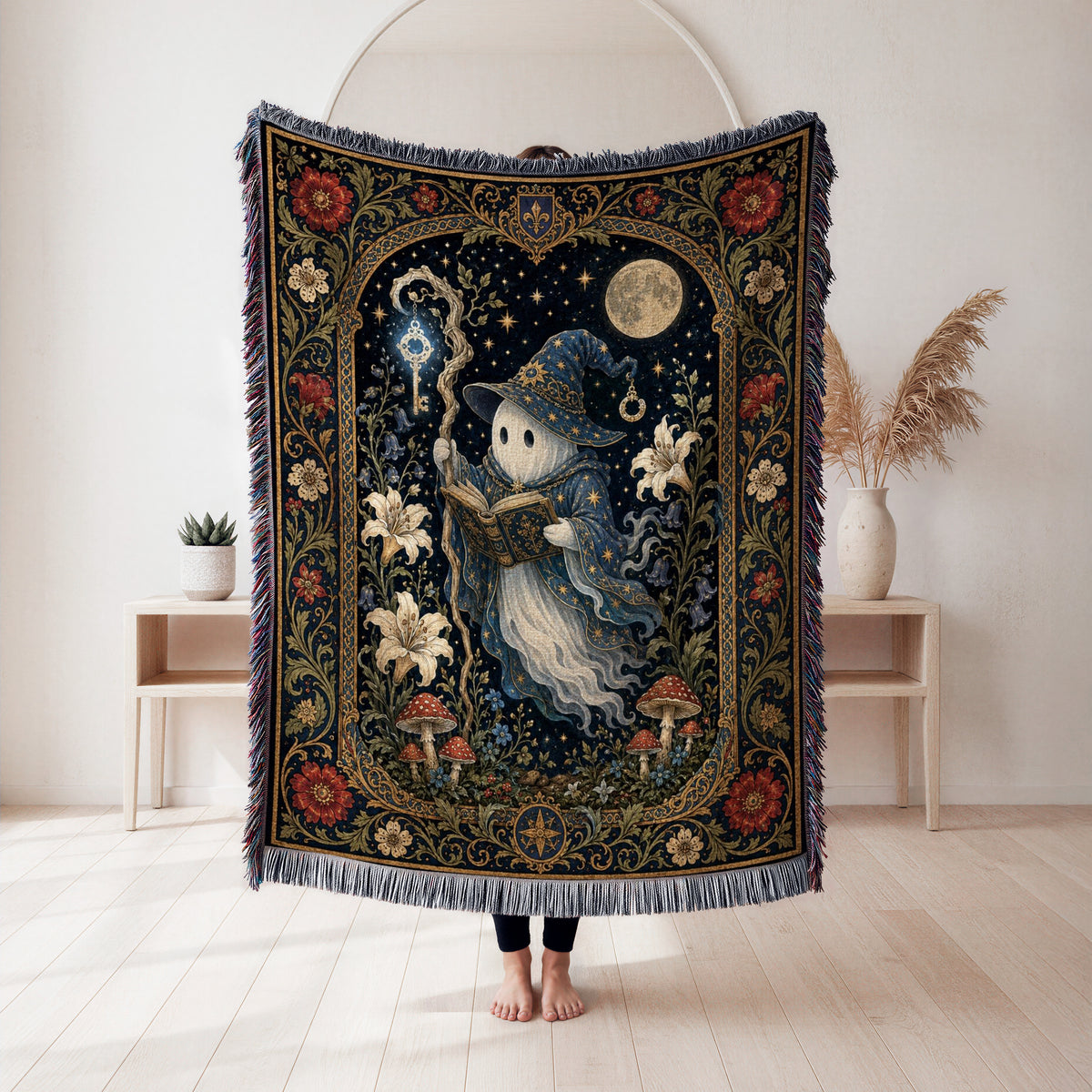 Moonlit Ghost Wizard Blanket
