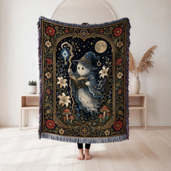 Moonlit Ghost Wizard Blanket