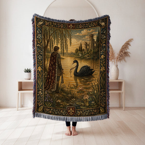 The Knight and the Black Swan Blanket