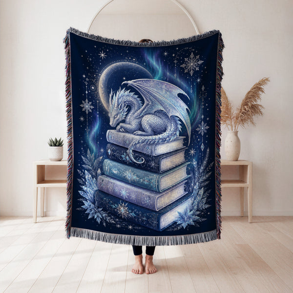 Frost Moon Dragon Library Blanket