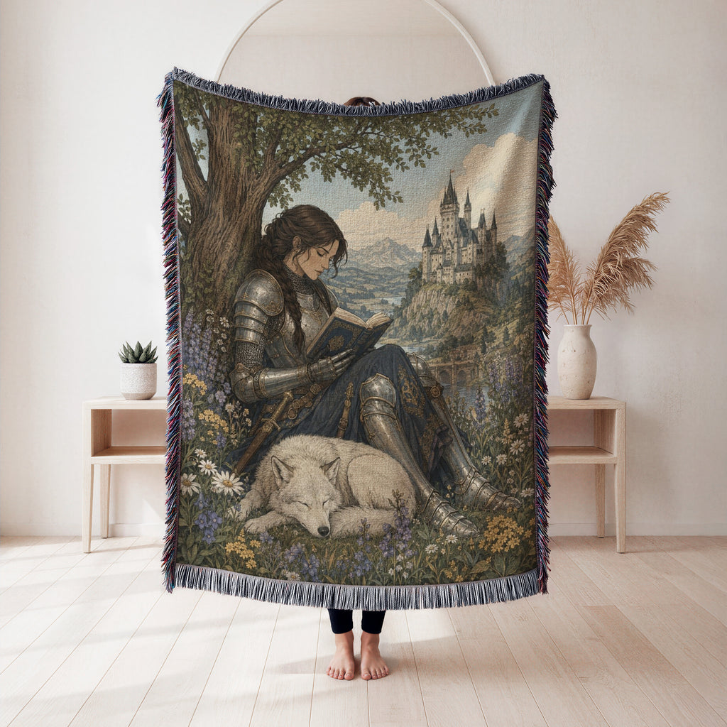 The Scholar Knight & White Wolf Blanket