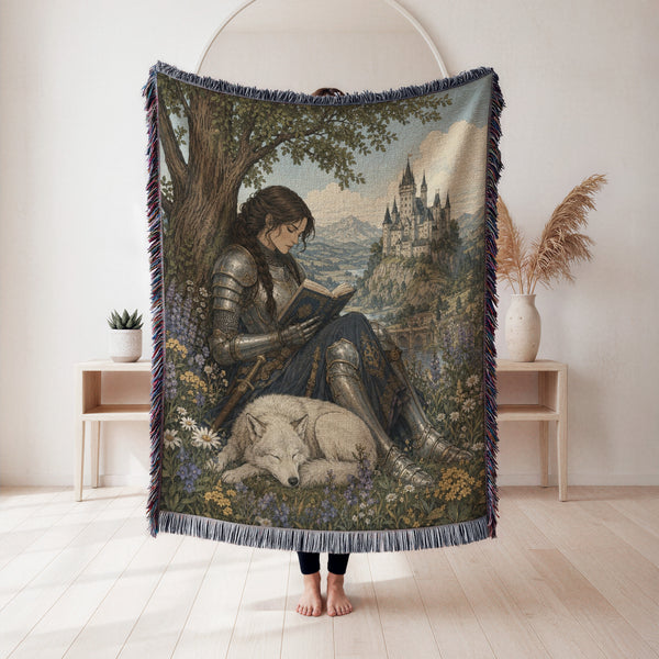 The Scholar Knight & White Wolf Blanket