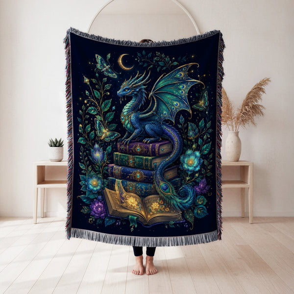 Enchanted Peacock Dragon Book Blanket