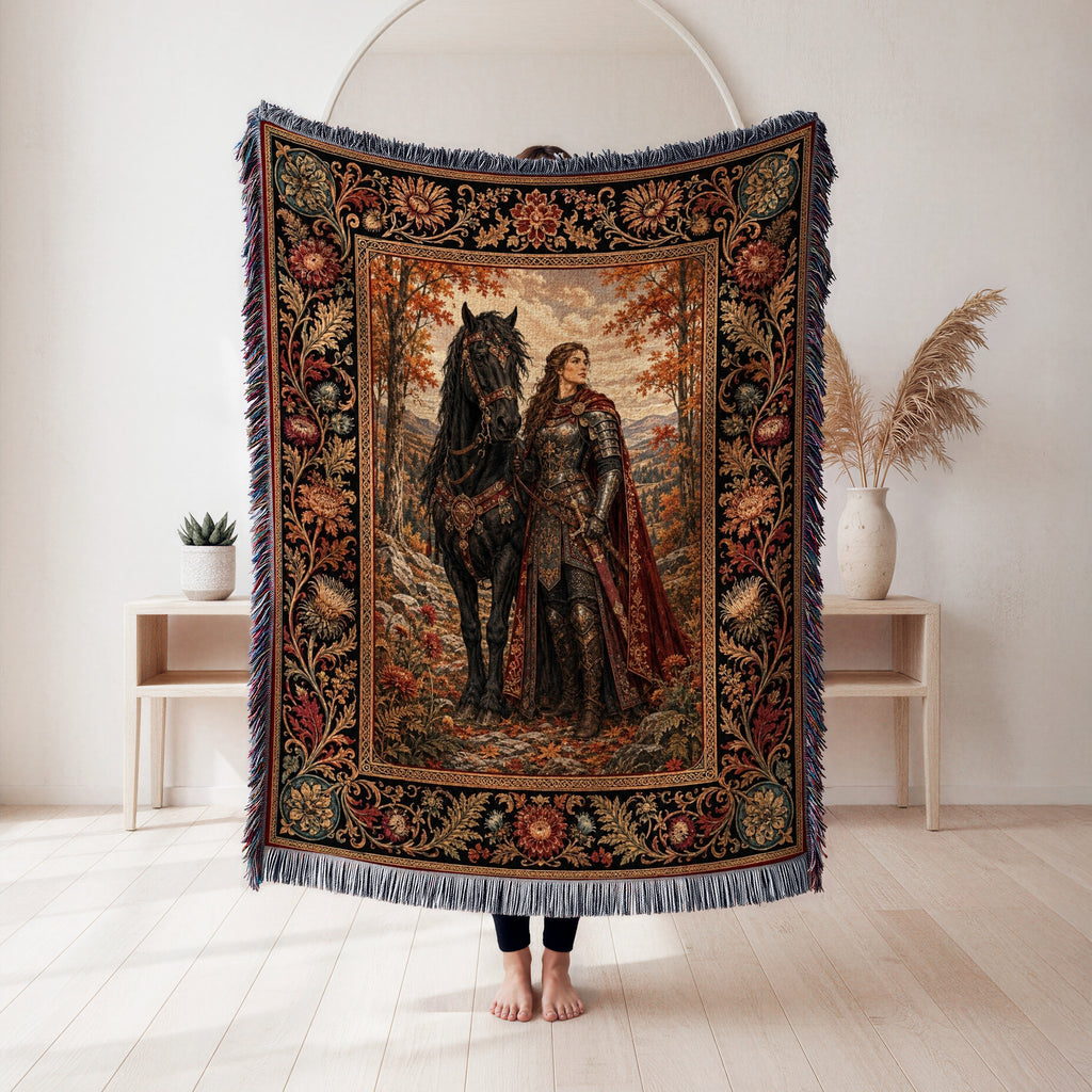 The Autumn Rider & Black Steed Blanket
