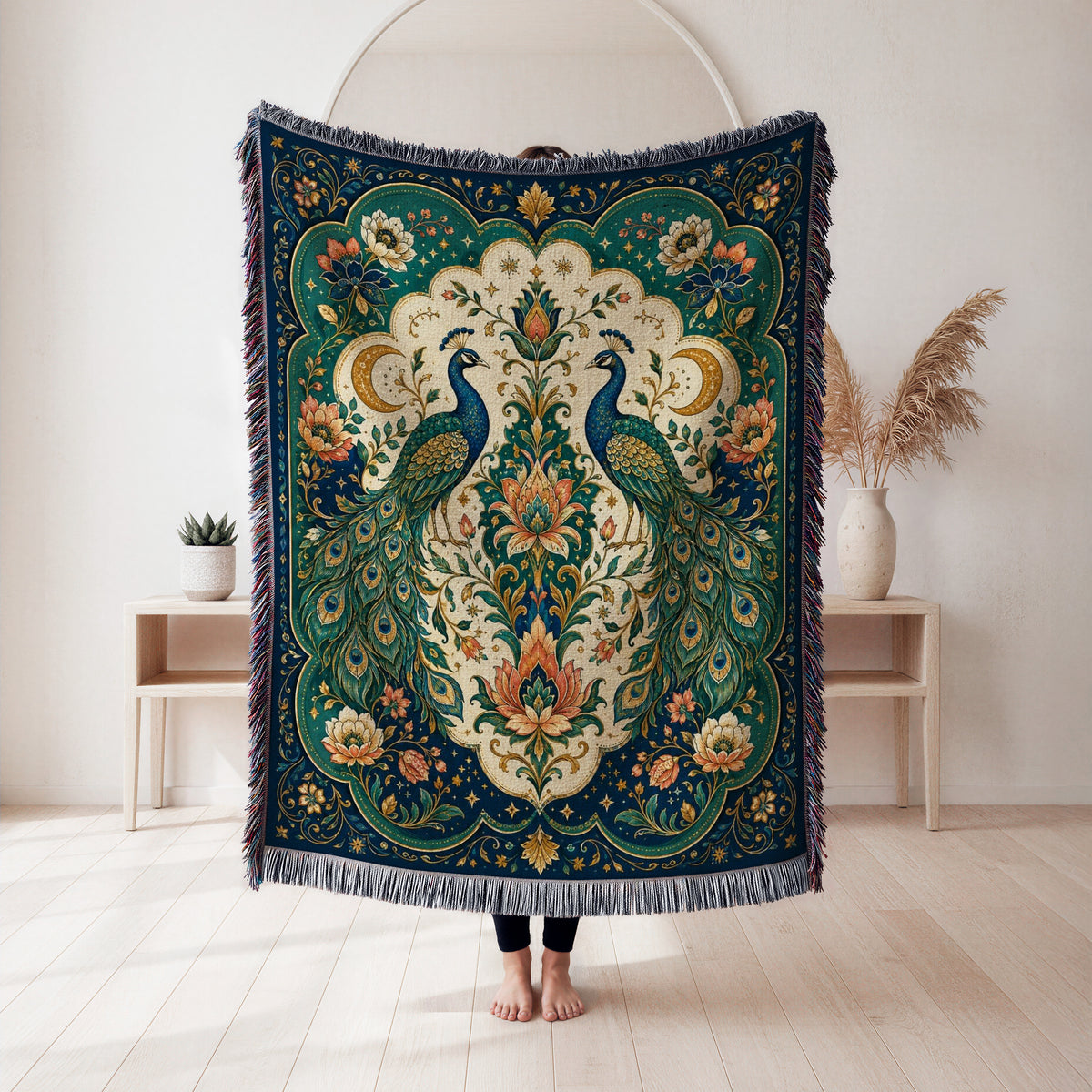 Peacock Moon Garden Blanket