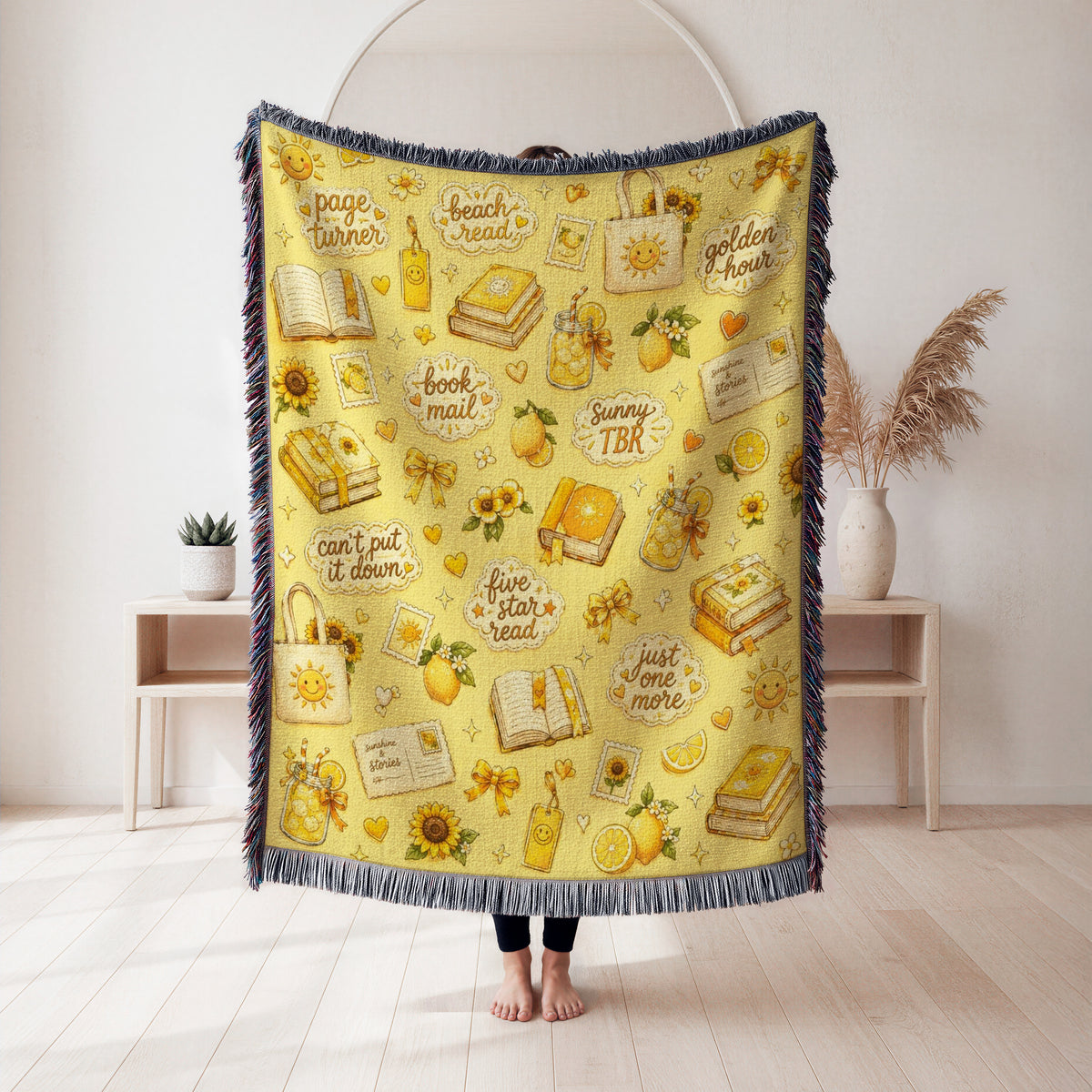 Sunny Book Lover Pattern Blanket
