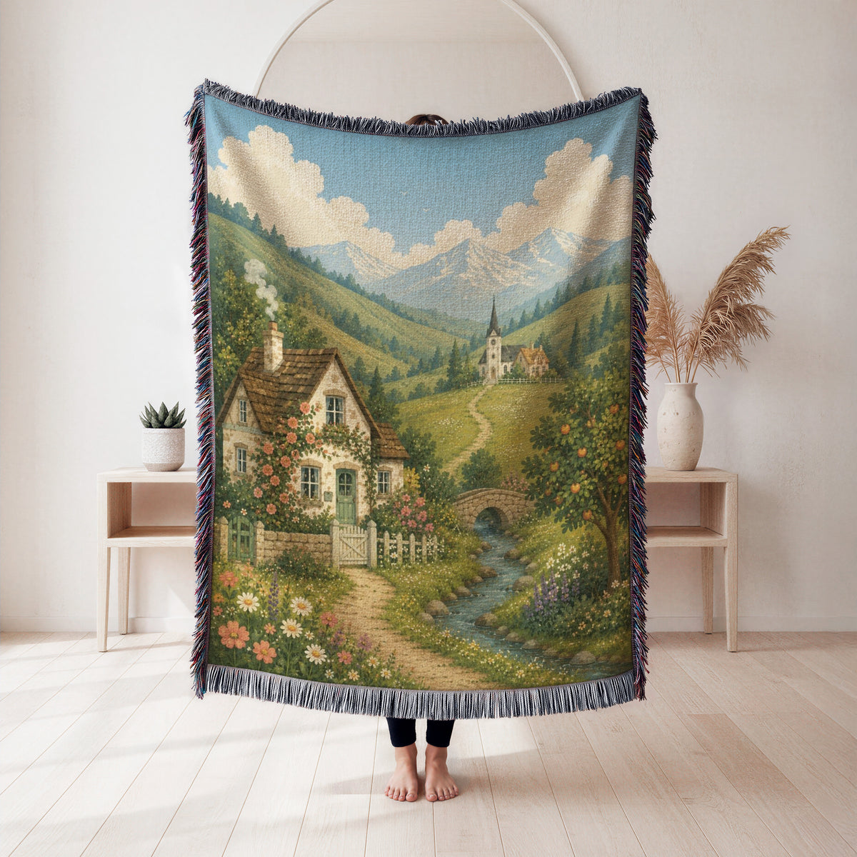The Meadow Cottage by the Stream Blanket