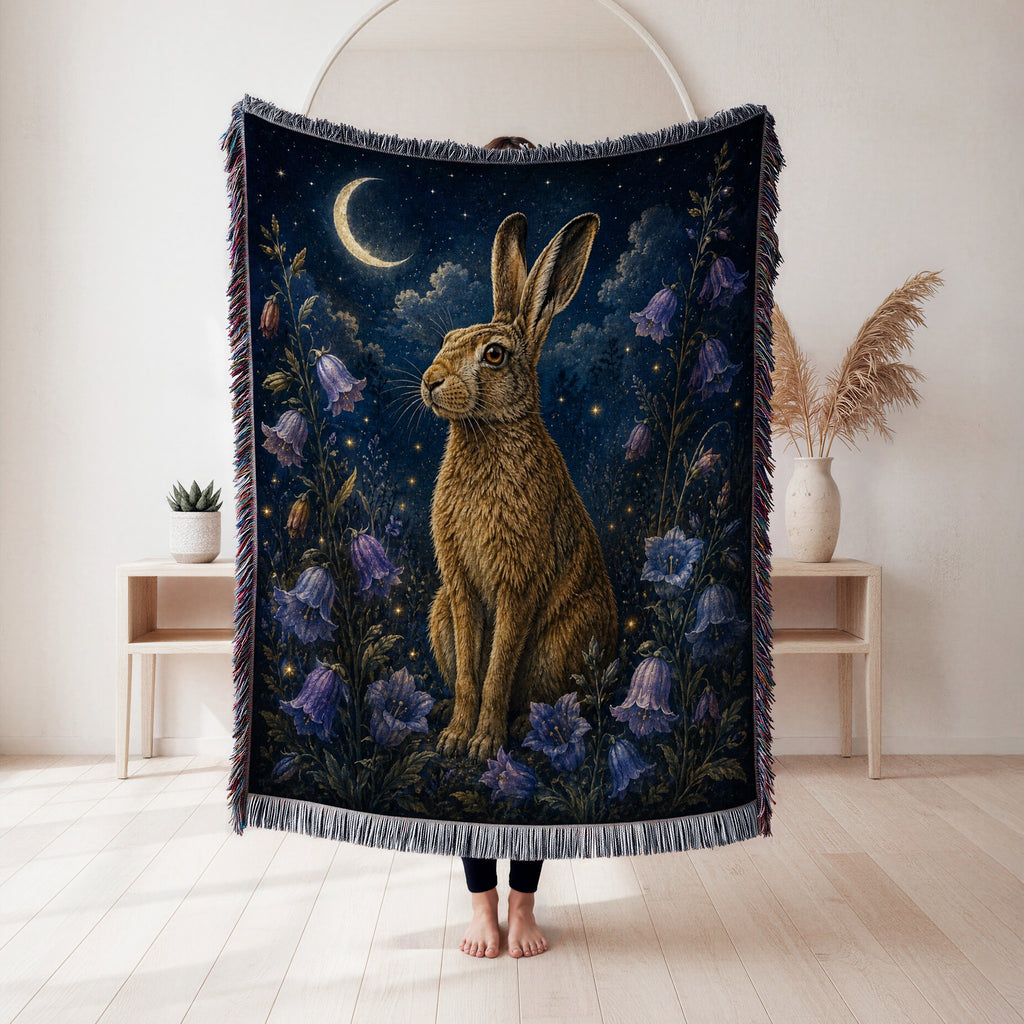 Moonlit Hare & Bluebell Blanket