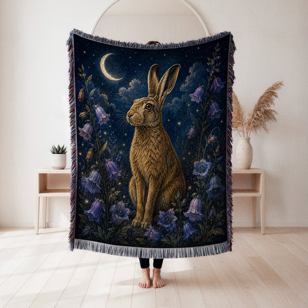 Moonlit Hare & Bluebell Blanket