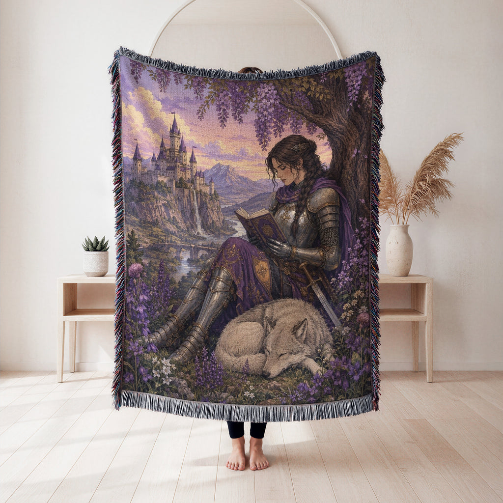 The Wisteria Knight & White Wolf Blanket