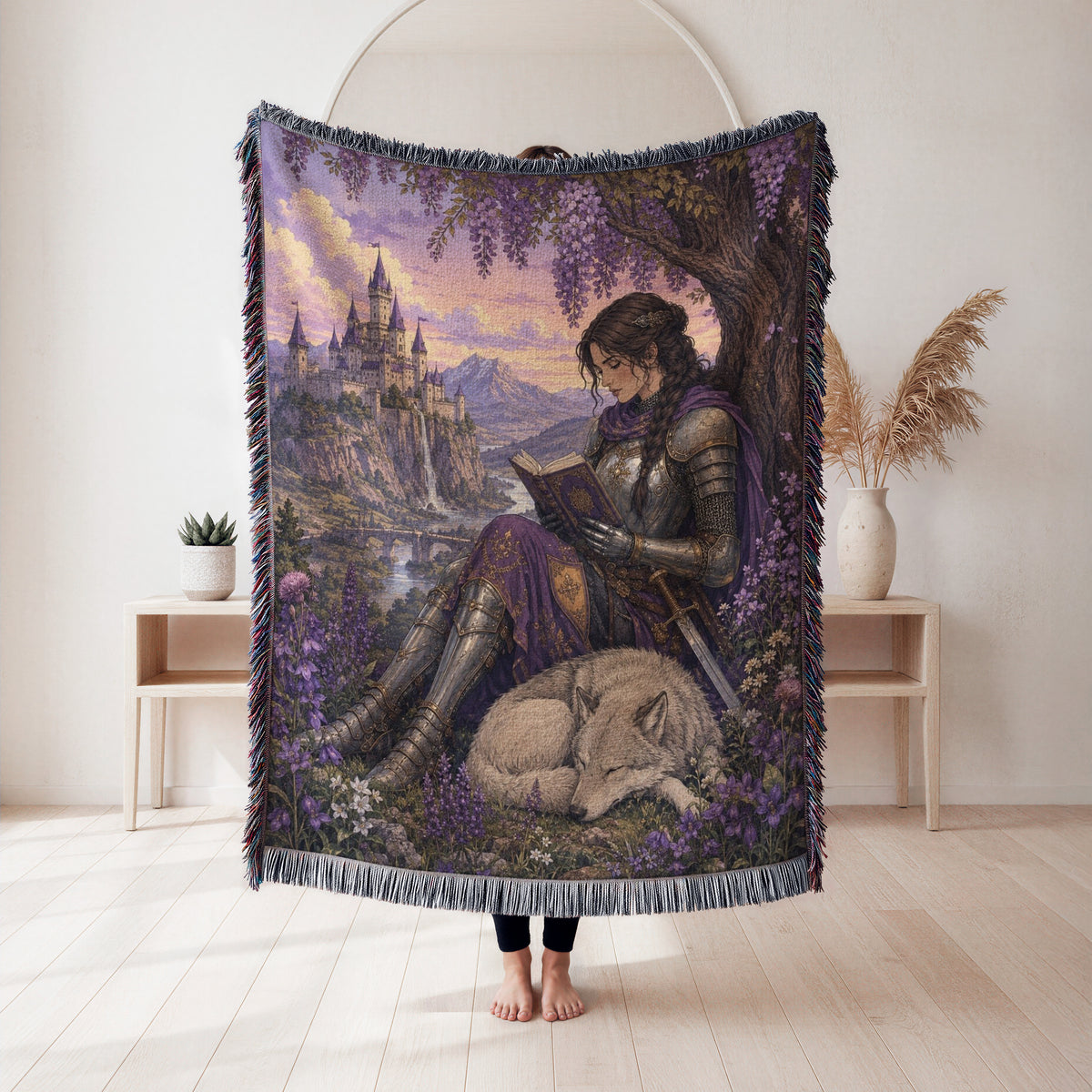 The Wisteria Knight & White Wolf Blanket