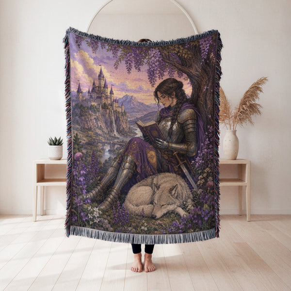 The Wisteria Knight & White Wolf Blanket