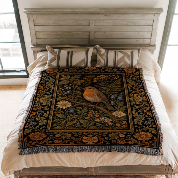Robin Woodland Tapestry Blanket