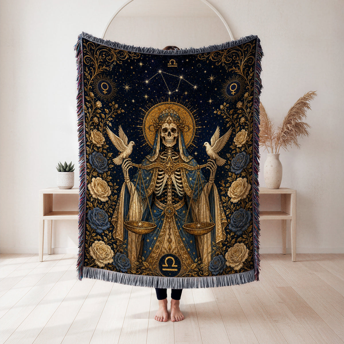 Libra Doves & Scales – Gothic Zodiac Blanket