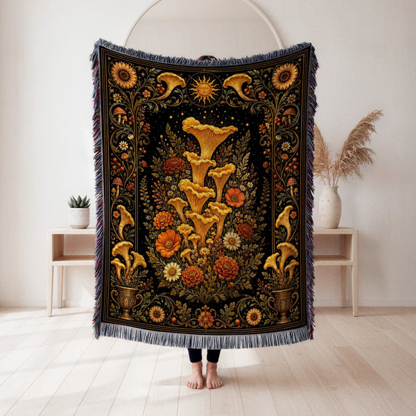 Golden Chanterelle Garden Blanket