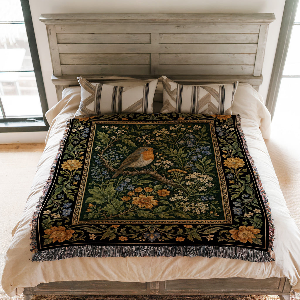 Robin Garden Tapestry Blanket