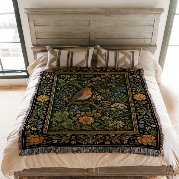 Robin Garden Tapestry Blanket