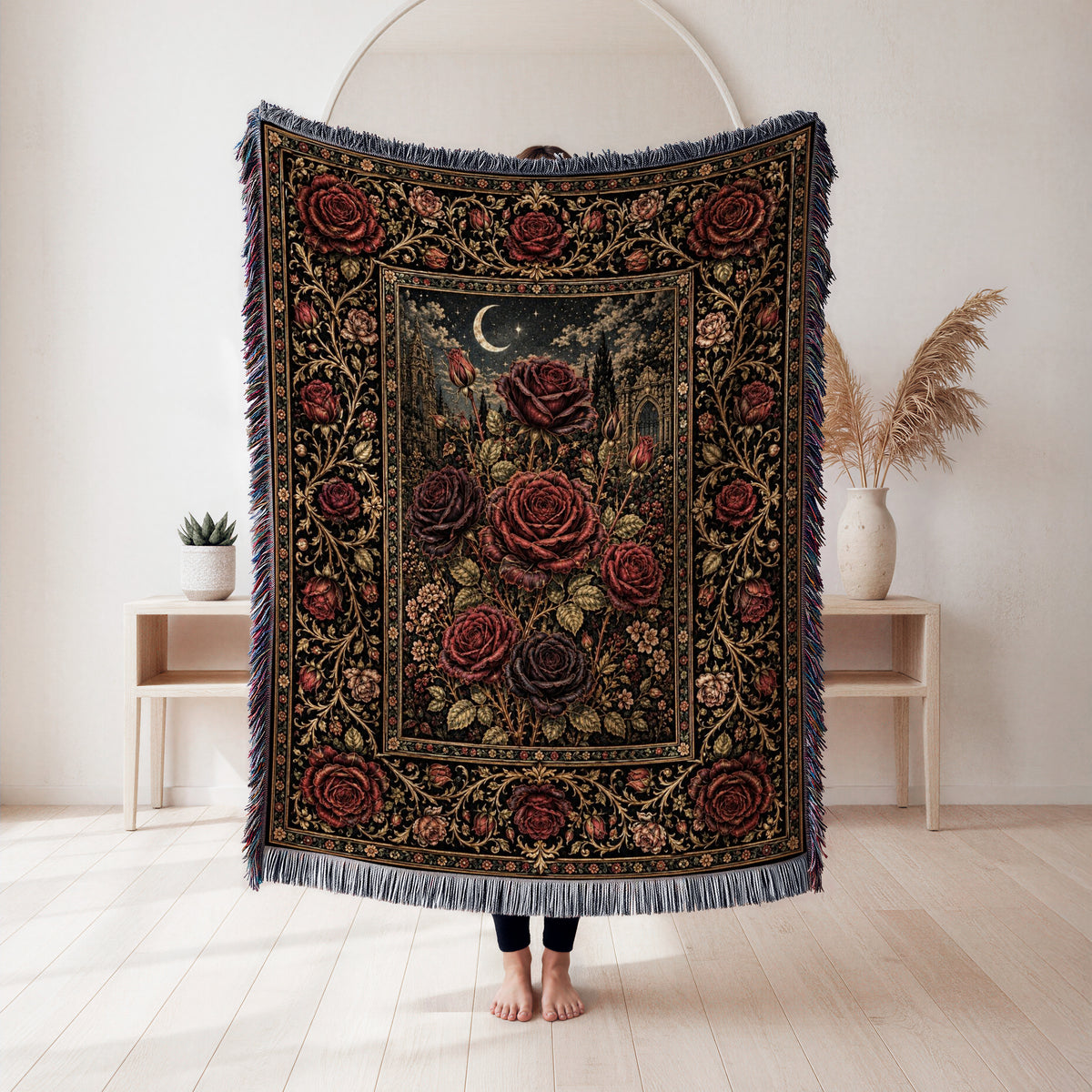 Midnight Rose Garden Blanket