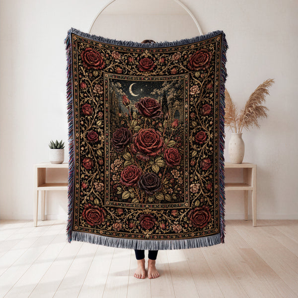 Midnight Rose Garden Blanket