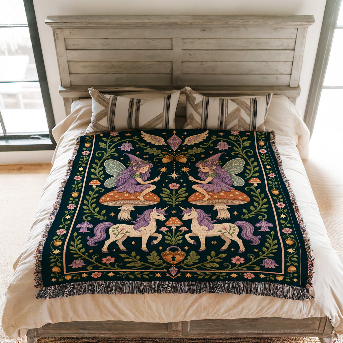 Lavender Fairy & Unicorn Tapestry Blanket