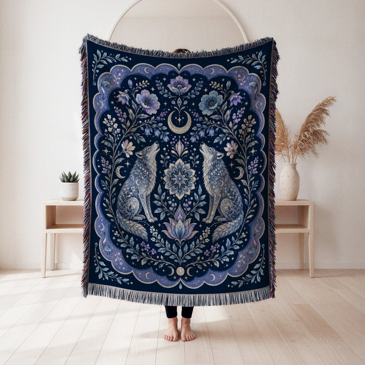Midnight Moon Wolf Blanket