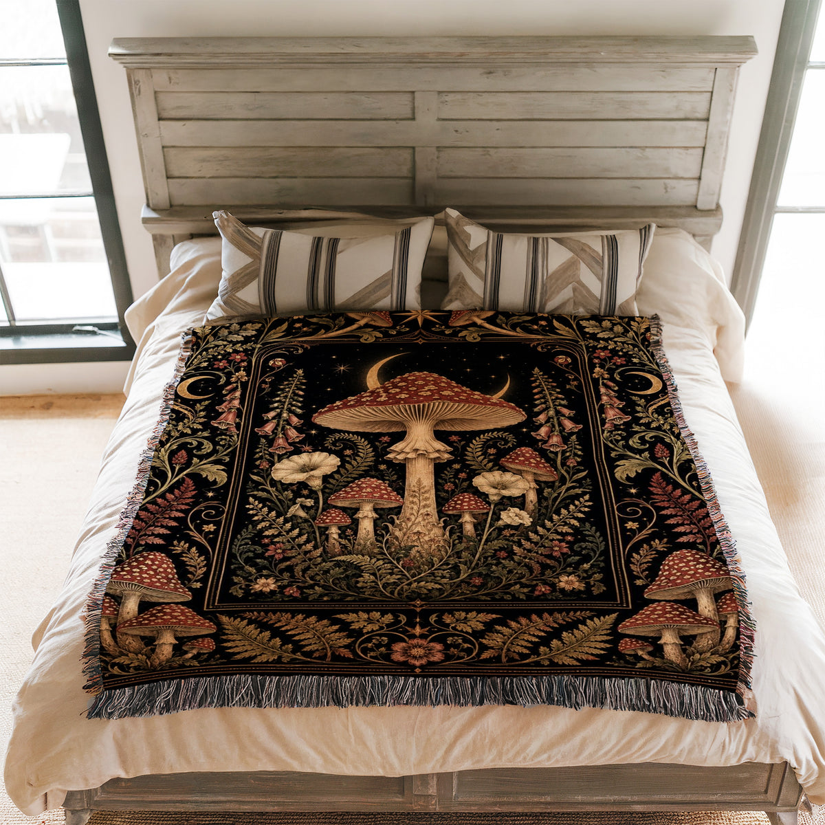 Moonlit Amanita Mushroom Blanket