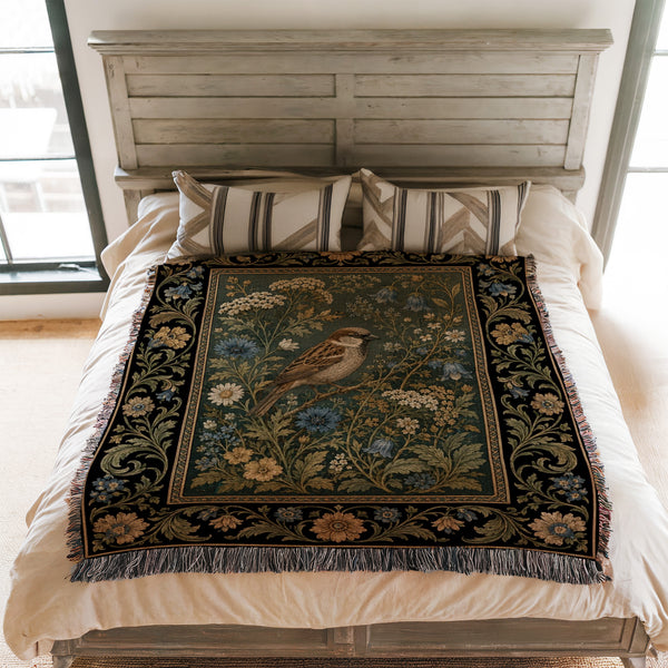 Bluebell Sparrow Tapestry Blanket