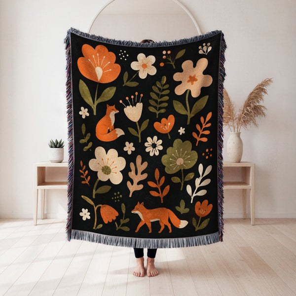 Foxes in the Autumn Garden Blanket