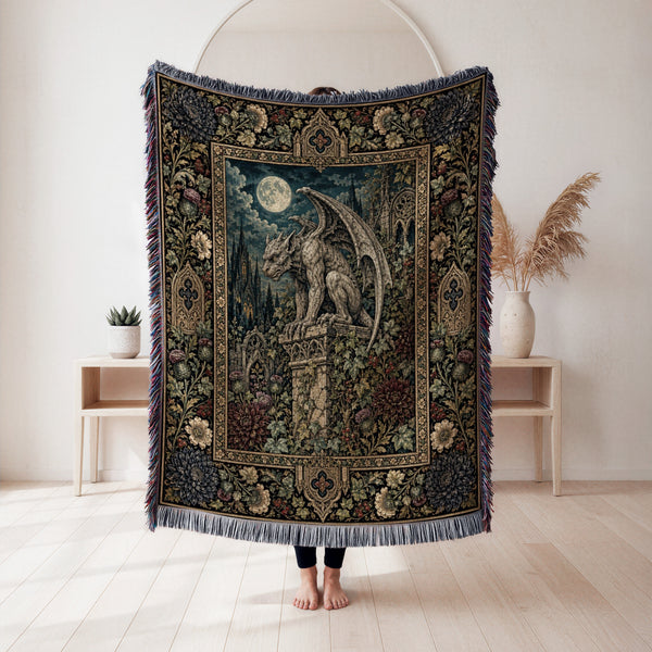 Moonlit Gargoyle Garden Blanket