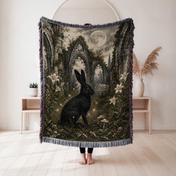 Black Rabbit of the Moonlit Ruins Blanket