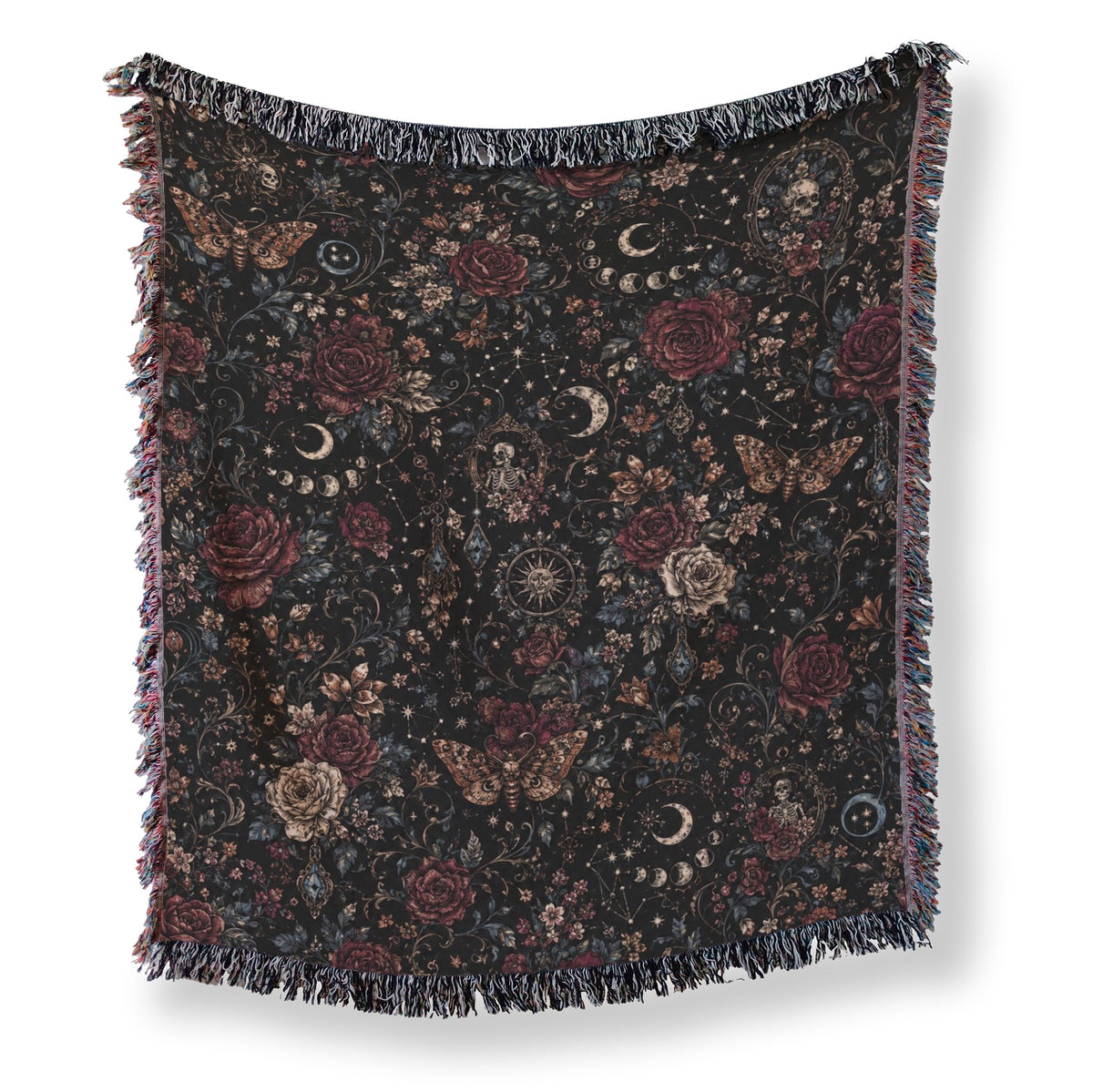 Midnight Roses & Moths Blanket